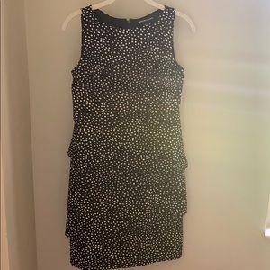 Blk&Wht Polka Dot Tiered and Sleeveless Dress